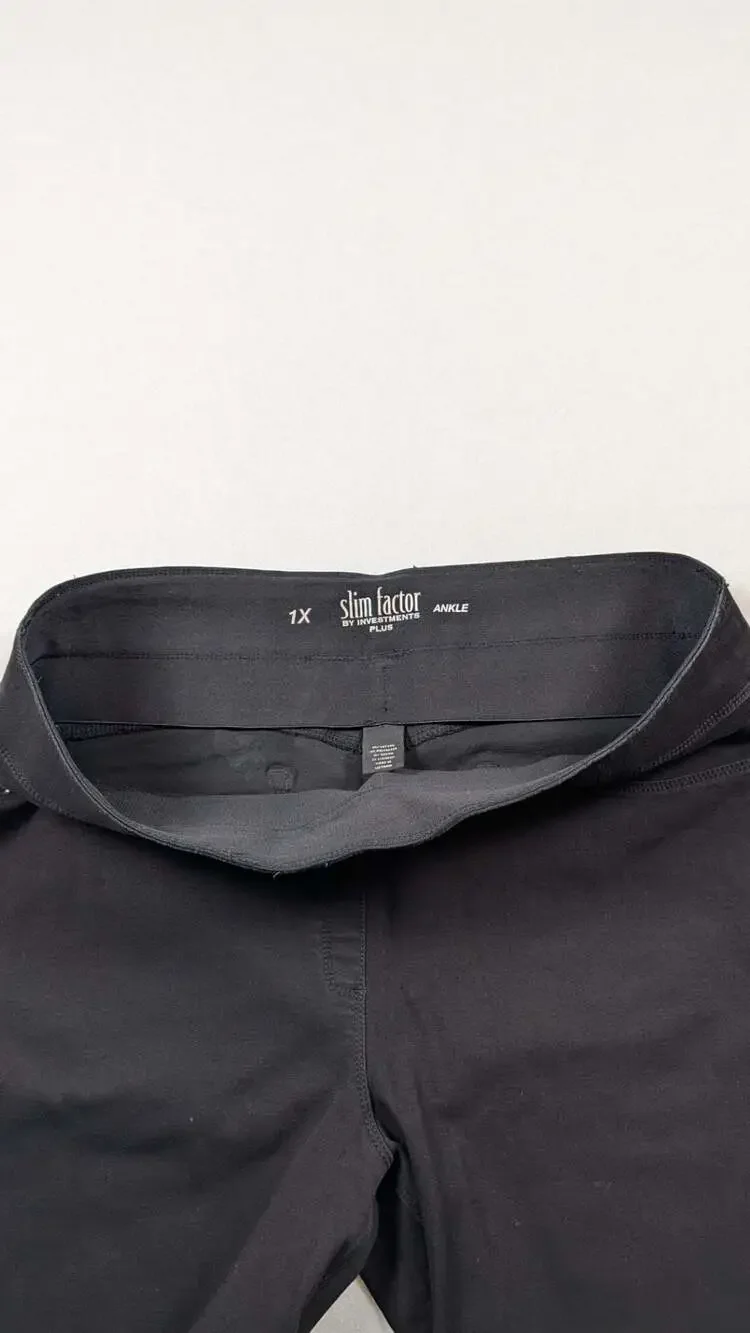 Slim Factor by Investments Plus 1X Ankle Black Jeans